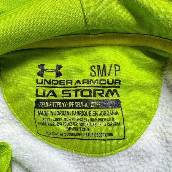 Under Armour Hoodie Mens Small Green Stripe Pullover Sweatshirt Outdoor Athletic - Picture 9 of 15